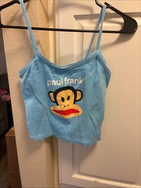 Paul Frank blue Julius the Monkey graphic 100% cotton crop tank